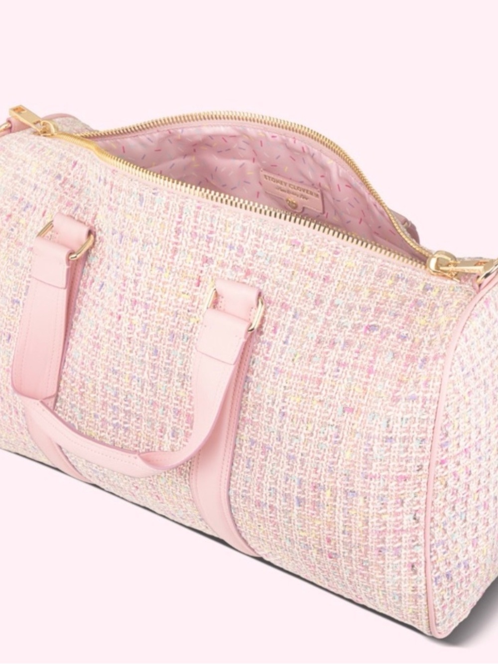 Libby Stoney Clover Lane Pink Tweed 3 Piece Set  with Gold Hardware - Picture 4 of 16